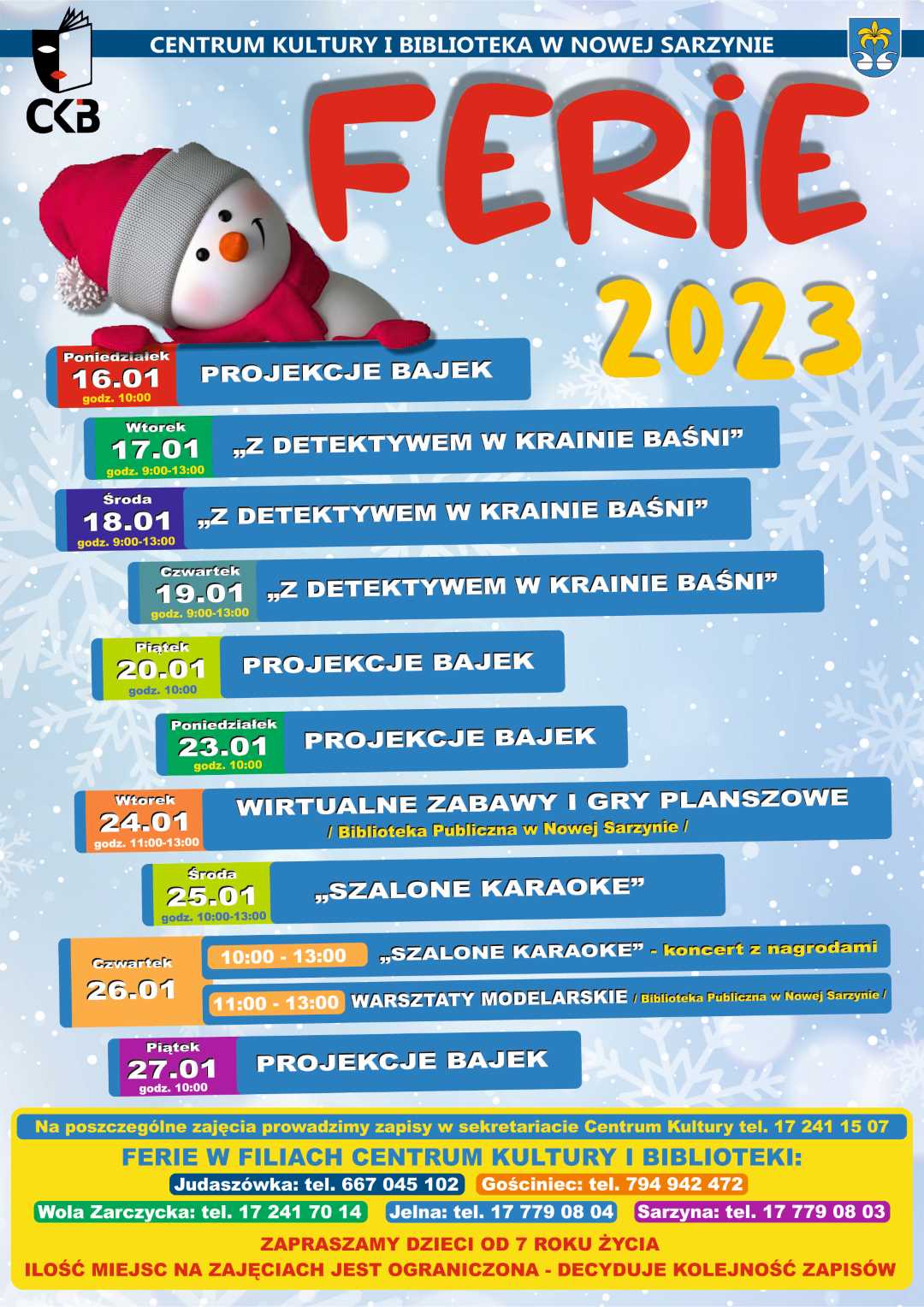 plakat z&nbsp;ofertą na&nbsp;ferie