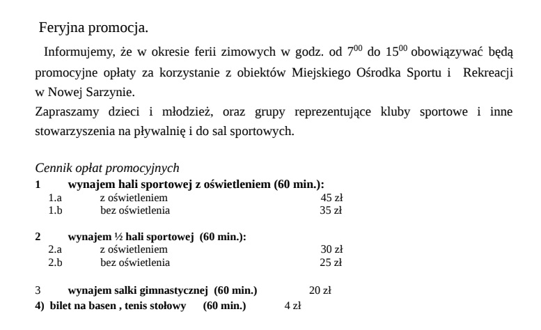 cennik promocyjny mosir