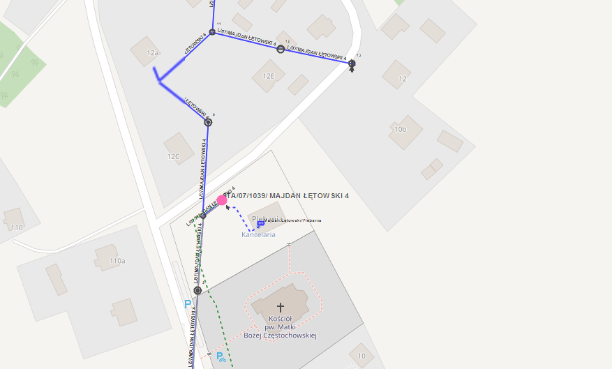 mapa z&nbsp;zaznaczonym obszarem objętym wyłączeniami prądu