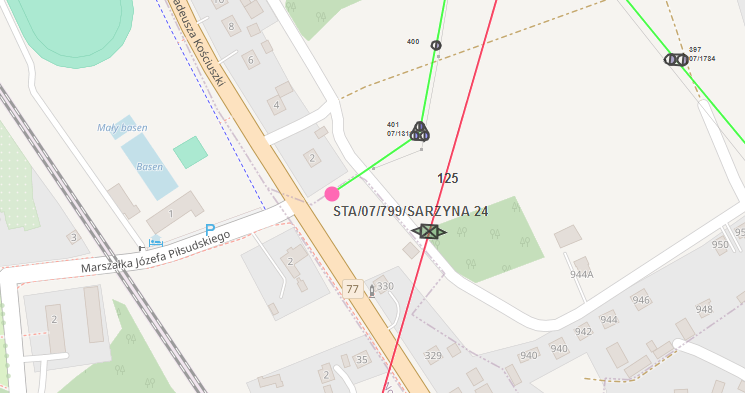 mapka z&nbsp;zaznaczonym obszarem objętym wyłączeniem energii elektrycznej