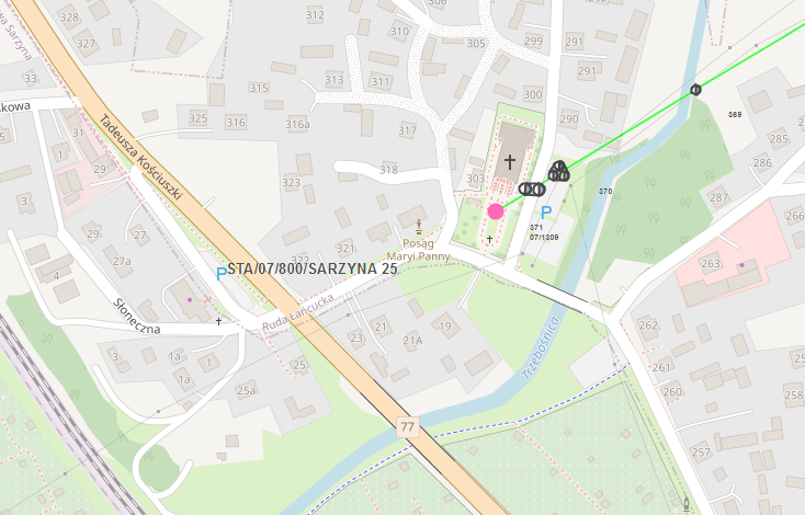 mapka z&nbsp;zaznaczonym obszarem objętym wyłączeniem energii elektrycznej