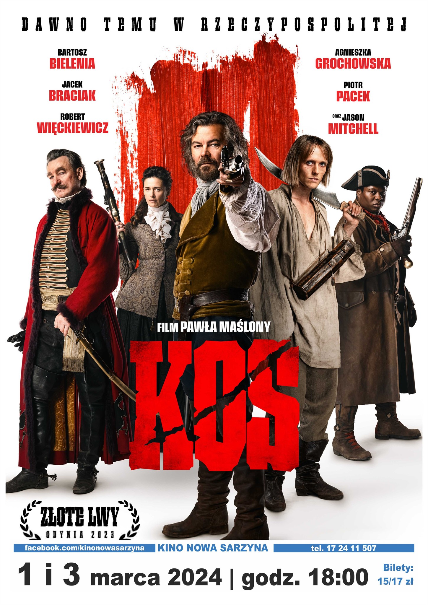 plakat filmowy, zawierający kadry z&nbsp;filmu, tytuł oraz&nbsp;daty i&nbsp;godziny emisji w&nbsp;kinie nowa sarzyna - 1 i&nbsp;3 marca o&nbsp;godz. 18:00, cenu bilet&oacute;w: 15 ulgowy, 17 normalny