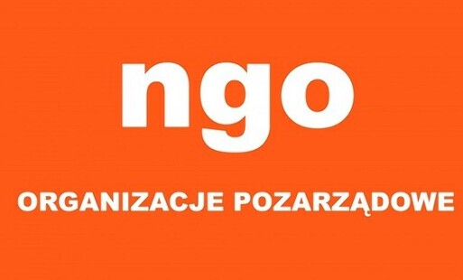 grafika przedstawia pomarańczony kwadrat z białym napisem: ngo organizacje pozarządowe