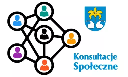 obrazek dekoracyjny z napisem konsultacje społeczne i herbem gminy nowa sarzyna