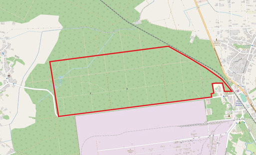 mapa z zaznaczonym obszarem szkolenia żołnierzy 