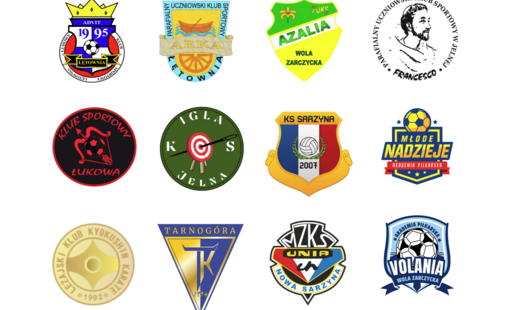 grafika przedstawia herby klubów sportowych działających na terenie miasta i gminy nowa sarzyna